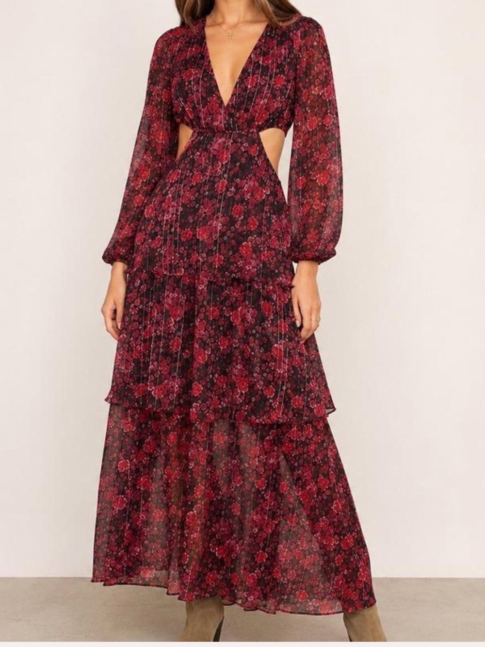 $10 Bundled💥 NEW Haute Nites Maxi Floral Print Sides Maxi Dress Sz 9 Junior